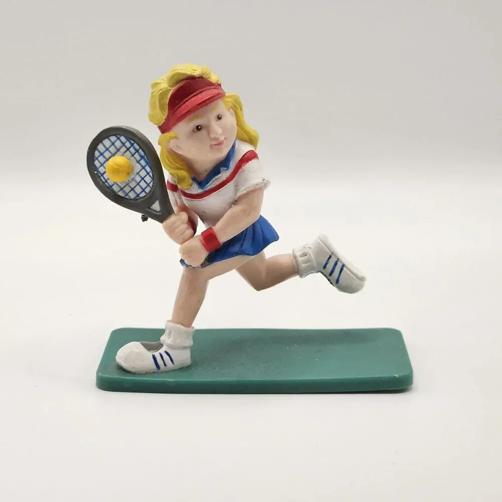 Vintage Russ DecoPac Tennis Girl Cake Topper Figurine PVC Blonde Player...